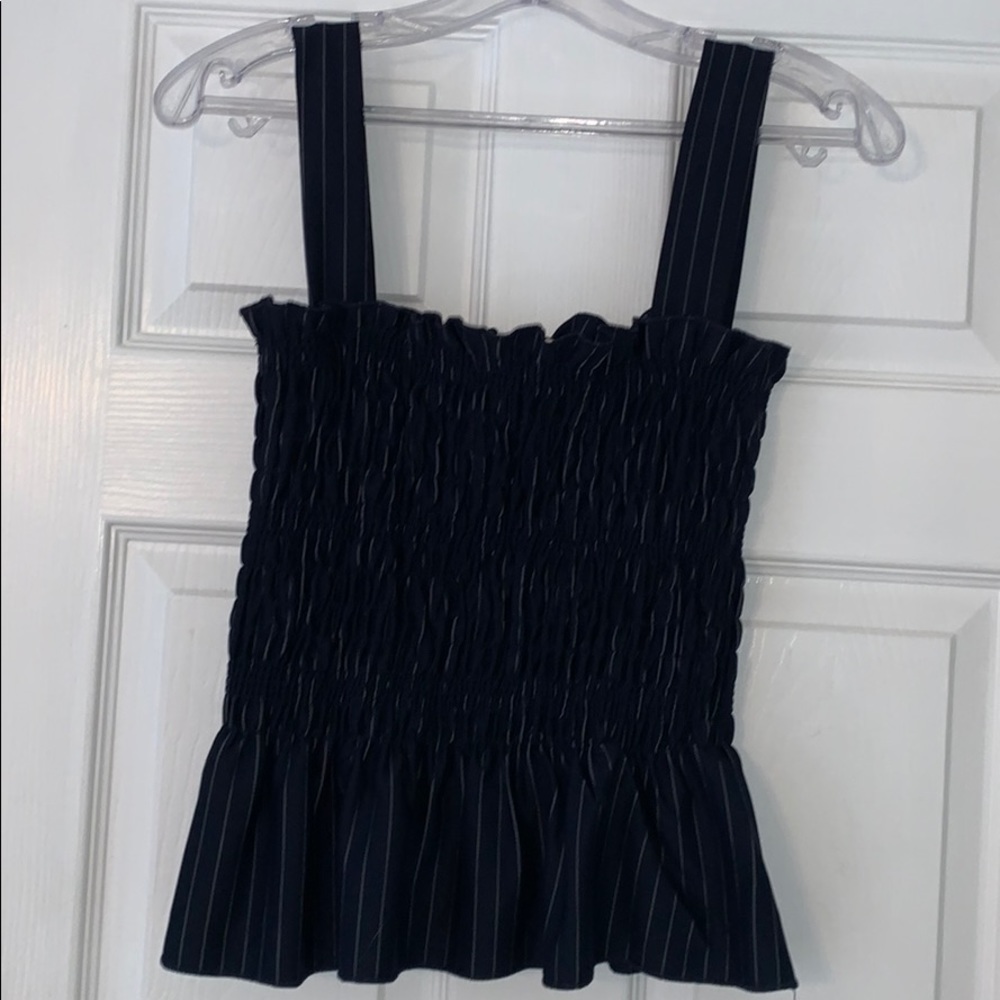 Navy and White Striped Smocked Tank Top